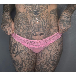 Rosa Tanga mit Spitzenbund...