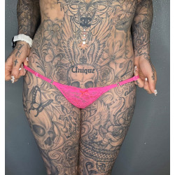 Neonpinker Spitzen String...